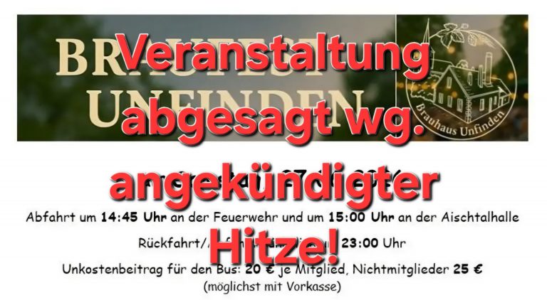 Fahrt nach Unfinden fällt aus