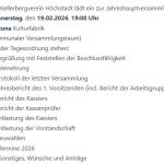Hauptversammlung am 19.02.2026
