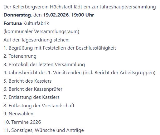 Hauptversammlung am 19.02.2026
