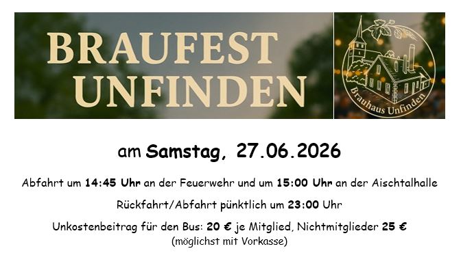 Fahrt zum Braufest nach Unfinden am 27.06.2026